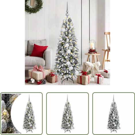 Décoration de Noël -  Sapin de Noël artificiel avec 150 LED avec support Blanc 120 cm