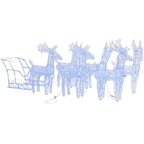 Décoration de Noël，Décorations festives Rennes et traîneau 320 LED Acrylique CFW62193
