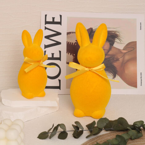 Décoration de Pâques Intérieure – Set de Décorations Lapins et Accessoires pour Table de Printemps,14x6.5x7cm,Jaune