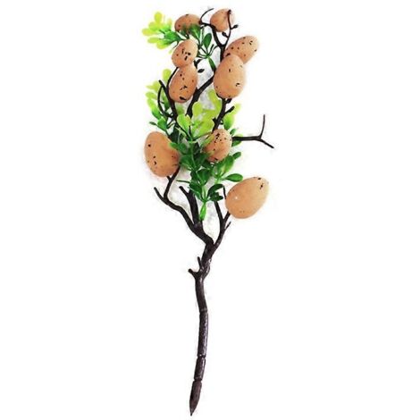 Décoration de Pâques Œufs d'Arbre, Branches Artificielles Plantes, Œufs d'Oiseau Peints, Feuilles Vertes, Bouquets de Simulation Ornements