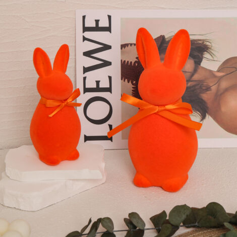 Décoration de Pâques pour Intérieur – Ensemble Décoratif avec Lapins pour Table de Pâques et Fêtes(Orange,14x6.5x7cm)