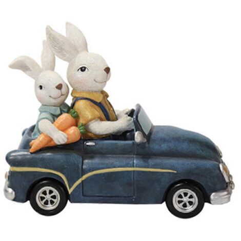 Décoration de Pâques pour voiture, statue de lapin, ornement vintage rustique, figurine de micro-paysage
