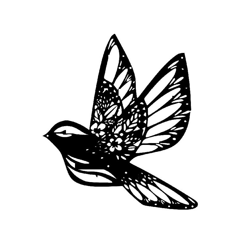 

Decoration de Pared Bird - Muro de Arte Mural - Animales, Pajaro - para sala, habitacion - Negro en Metal, 35 x 1,5 x 40 cm