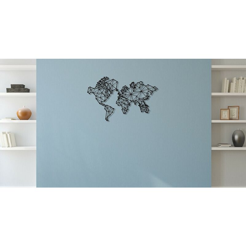 

Decoration de Pared World Map Series - Muro de Arte Mural - Mundo - para la sala de estar, la habitacion - Negro en Metal, 110 x 1,5 x 70 cm
