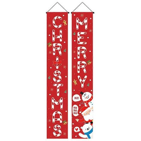 Décoration de porche pour Noël : Père Noël, bonhomme de neige et guirlandes à suspendre pour la maison, l'intérieur et l'extérieur.