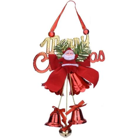 Décoration de porte en forme de cloche avec nœud, décoration de porte de Noël, décoration d'arbre de Noël