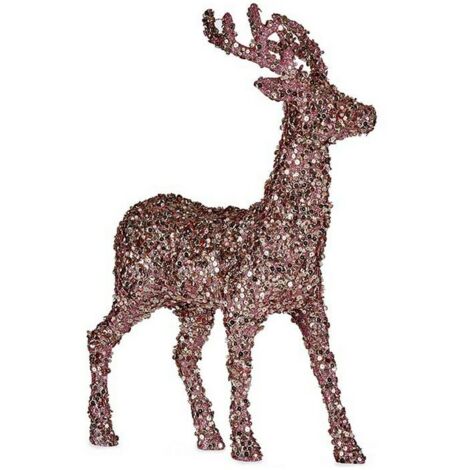 Décoration de renne de taille moyenne 15 x 45 x 30 cm rose or plastique