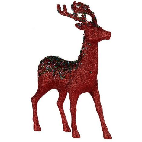Décoration de renne de taille moyenne 15 x 45 x 30 cm rouge bleu fuchsia plastique