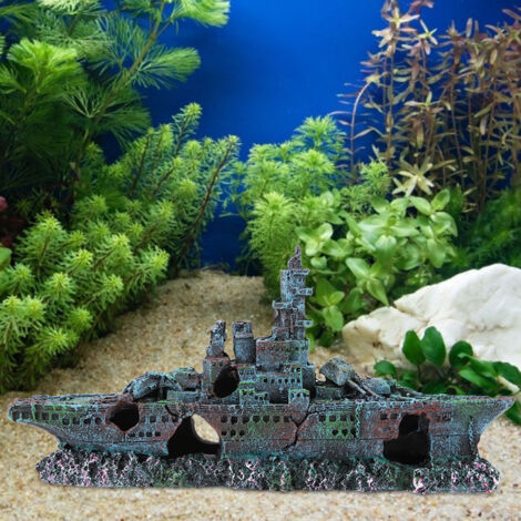 Décoration de Résine pour Aquarium Paysage Sous-marin Épave de Bateau en Ruines - AUTRES