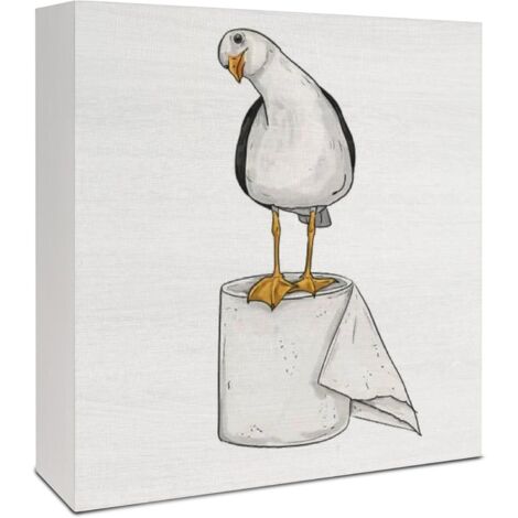 Décoration de salle de bain à mouette de plage, panneaux en boîte en bois à mouette pour décoration côtière, panneaux en bois humoristiques pour salle de bain, toilettes, comptoir et étagère, 12,7x12,