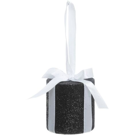 Décoration de sapin cadeau rond noir 6cm - Atmosphera créateur d'intérieur