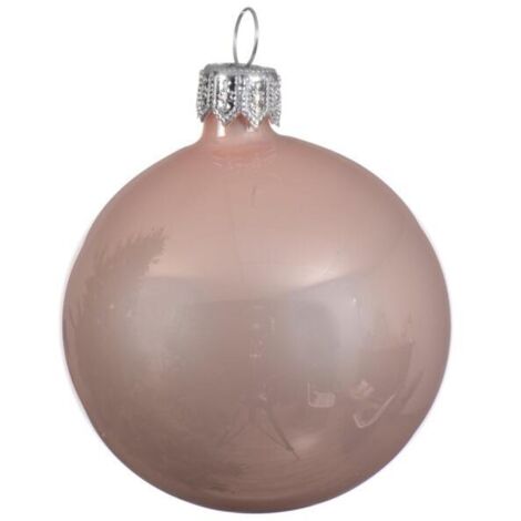 Décoration de sapin de Noël Boule en verre rose brillant 8 cm