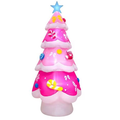 Décoration de sapin de Noël gonflable de 2,1 m avec lumière LED - Grand arbre de Noël gonflable pour intérieur ou extérieur - Décoration de pelouse pour fêtes de Noël