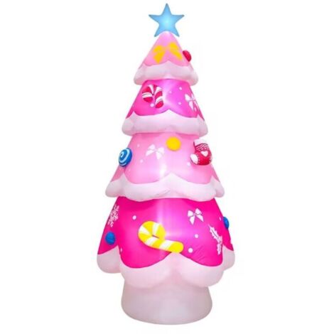 Décoration de sapin de Noël gonflable de 2,1 m avec lumière LED - Grand arbre de Noël gonflable pour intérieur ou extérieur - Décoration de pelouse pour fêtes de Noël
