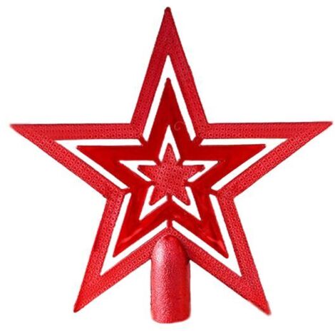 Décoration de sapin de Noël - OKUMGGYJ - Étoile pentagramme dorée - Plastique - Rouge et or - 10 cm