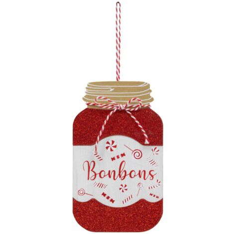 Décoration de sapin en bois pot bonbon rouge 16cm - Atmosphera créateur d'intérieur
