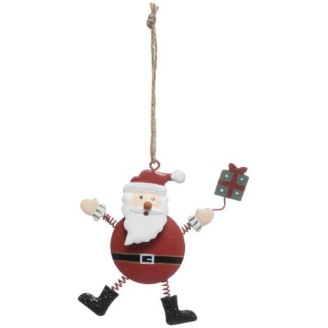 Décoration de sapin en métal Père Noël cadeau 11cm - Atmosphera créateur d'intérieur