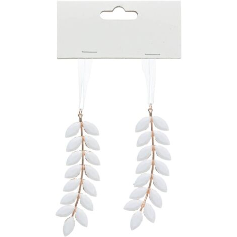 Décoration de sapin feuille x2 blanc rose 10cm - Atmosphera créateur d'intérieur
