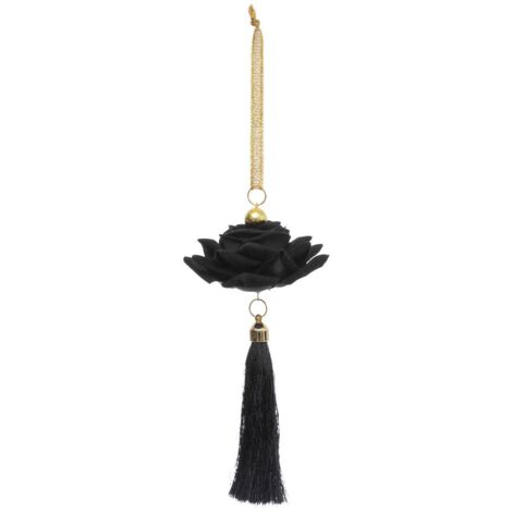 Décoration de sapin fleur pompom noir 16cm - Atmosphera créateur d'intérieur