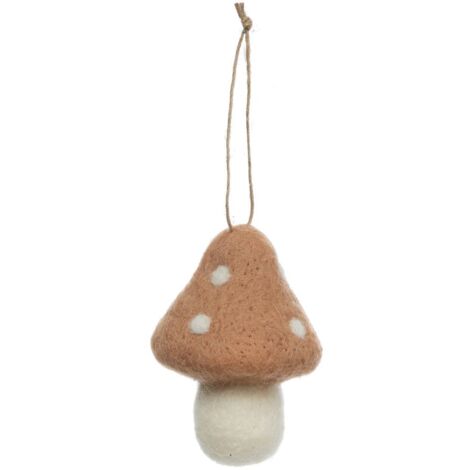 Décoration de sapin laine champignon beige 8cm - Atmosphera créateur d'intérieur