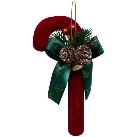 Décoration de sapin sucre d'orge velours rouge 17cm - Atmosphera créateur d'intérieur
