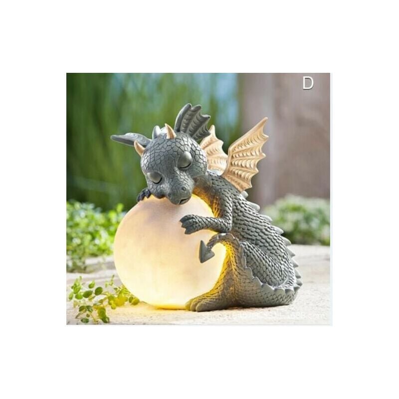 Ensoleille - Décoration de statue de résine faite à la main de statue de jardin de dragon de méditation