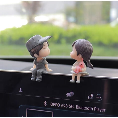 Décoration de voiture mignon dessin animé Couples figurine Figurines ballon  ornement Auto intérieur tableau de bord accessoires pour filles cadeaux