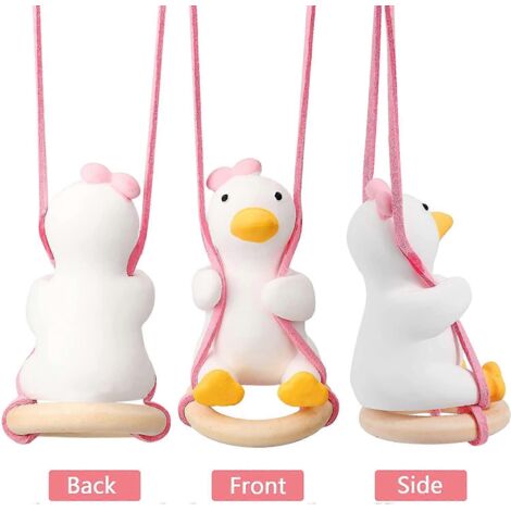 Décoration de voiture : pendentif canard à bascule mignon, canard à bascule avec bouée, rétroviseur de voiture