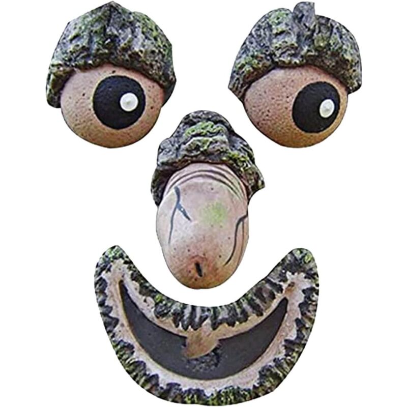 Décoration d'extérieur amusante pour le visage de l'arbre - Mangeoire pour oiseaux - Distributeur de nourriture - Accessoires de jardin féérique