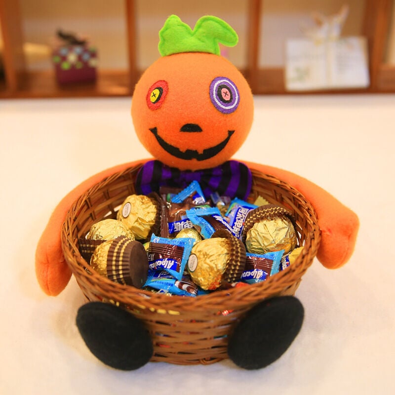 Ensoleille - Décoration d'Halloween, bol à fruits, décoration de bar, pour bonbons, biscuits, eau(Panier citrouille)