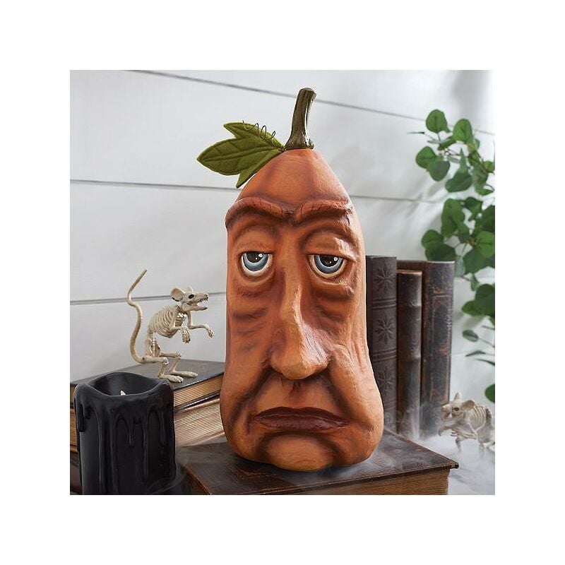 Décoration d'Halloween, citrouille en résine amusante avec expression réaliste, statue de citrouille 3D pour la décoration de la maison