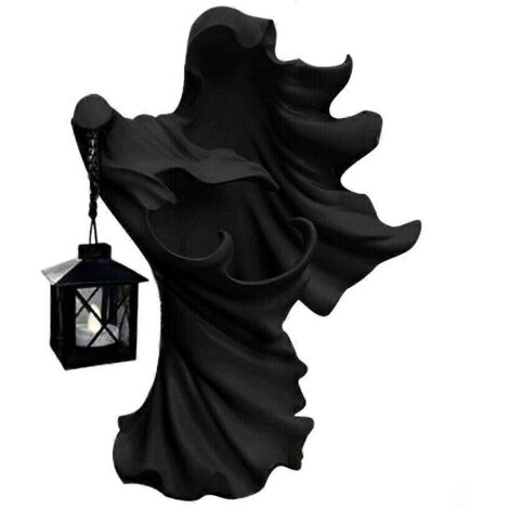 Décoration d'Halloween fantôme sorcière avec lanterne noire à économie d'énergie ---