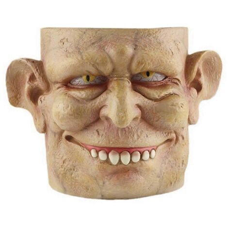 Décoration d'Halloween : Pot de fleurs avec visage humain -