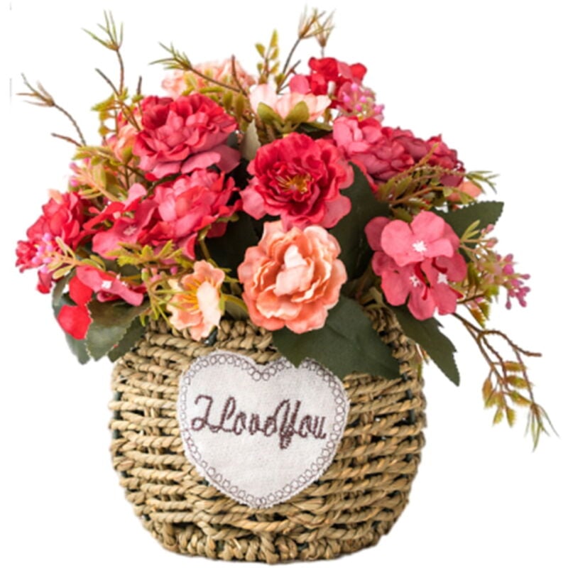 Feiyue - Décoration d'intérieur, panier de fleurs, composition florale, fleurs artificielles, idéal pour la fête des mères, Pâques, la