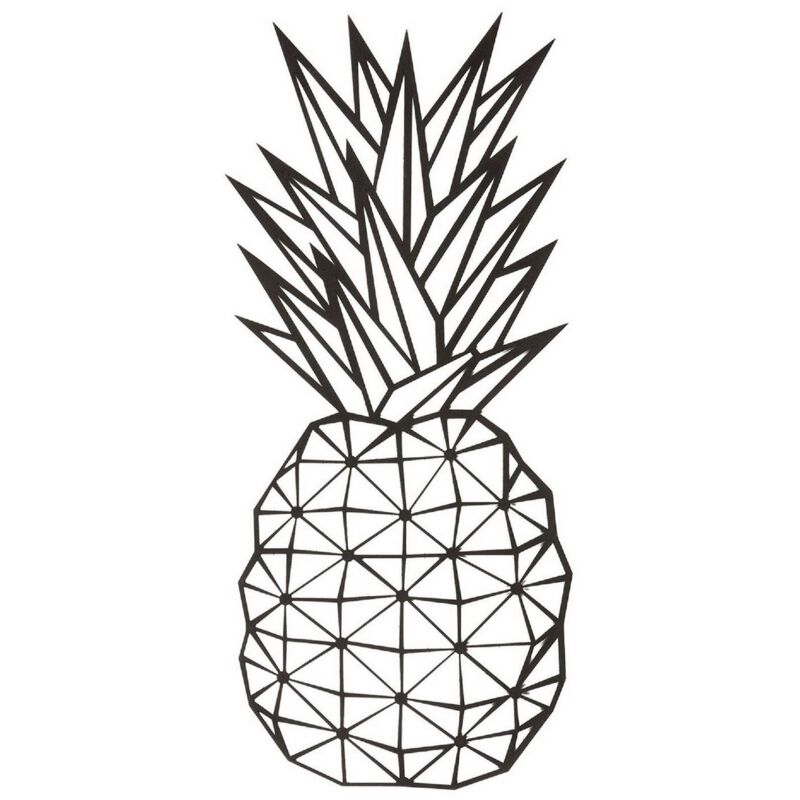 Décoration en Métal Ananas, Métal, Noir, 22x1,5x55 cm