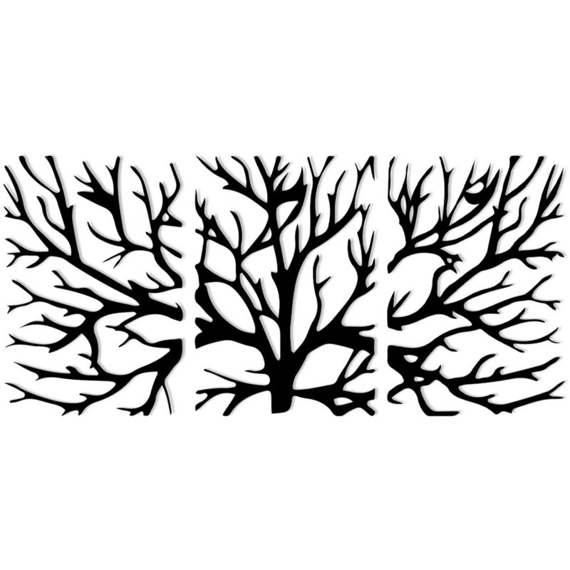 Décoration en Métal Arbre 20, Métal, Noir, 160x1,5x35 cm