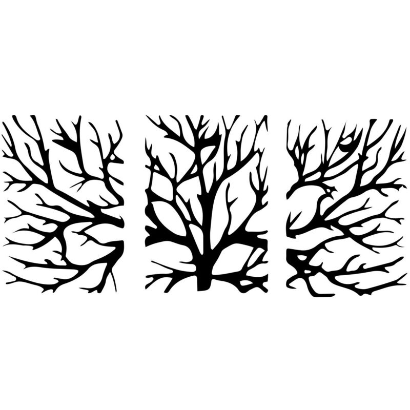Décoration en Métal Arbre 21, Métal, Noir, 160x1,5x70 cm