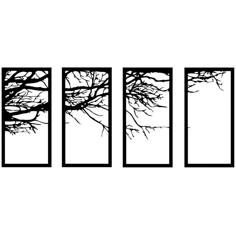 Décoration en Métal Arbre 23, Métal, Noir, 135x1,5x60 cm