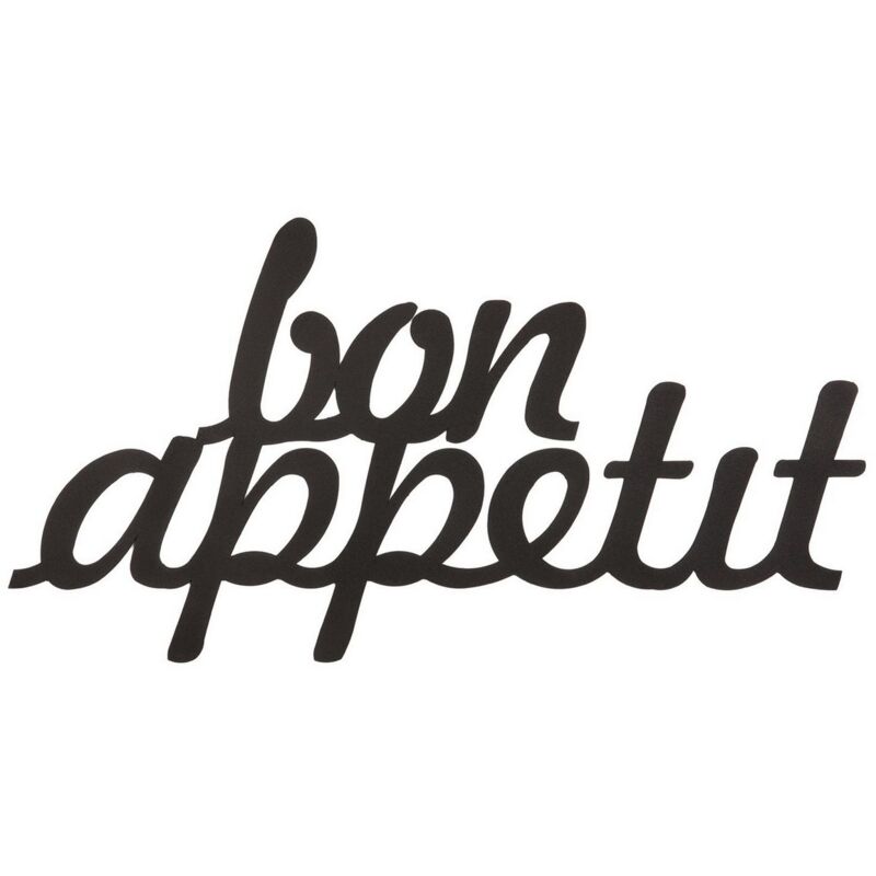 Epikasa - Décoration en Métal Bon Appetit, Métal, Noir, 50x1,5x30 cm