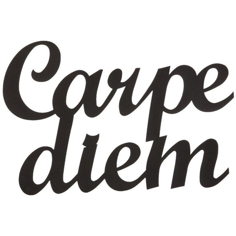 Décoration en Métal Carpediem, Métal, Noir, 50x1,5x38 cm