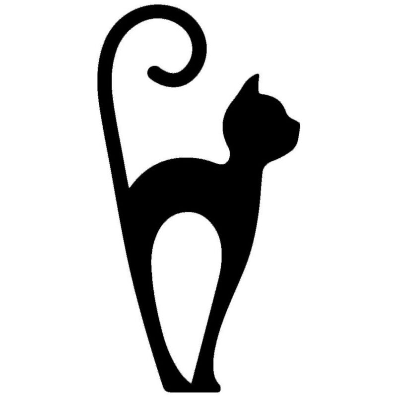 Epikasa - Décoration en Métal Chat 115, Métal, Noir, 25x0,15x43 cm