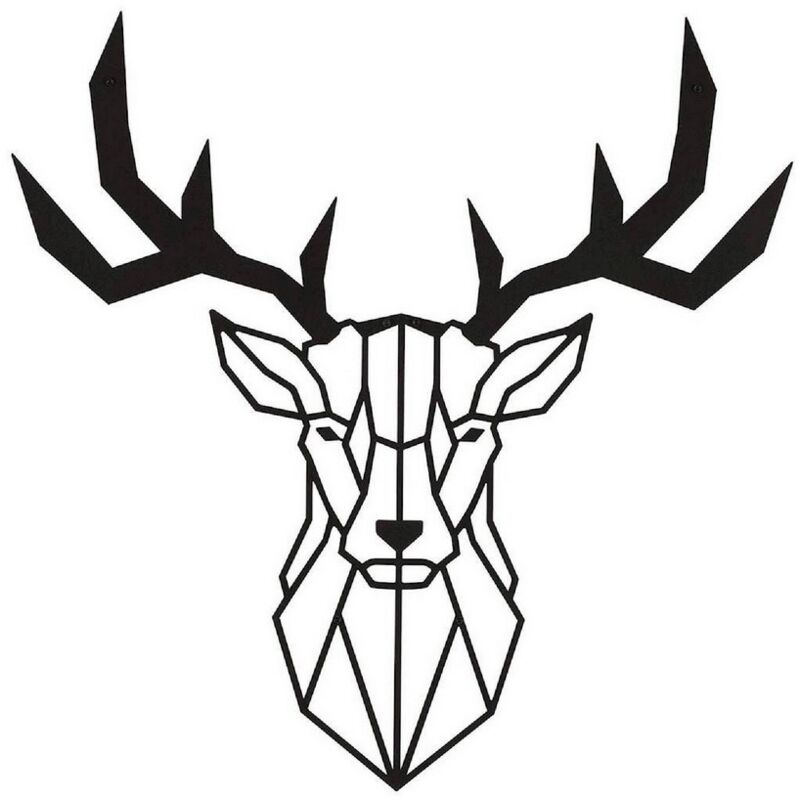 Epikasa - Décoration en Métal Chevreuil 3, Métal, Noir, 51x1,5x51 cm