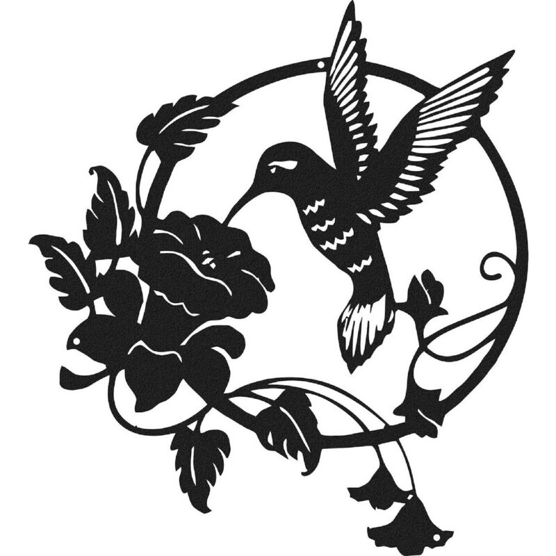 Décoration en Métal Colibris, Métal, Noir, 50x0,16x45 cm