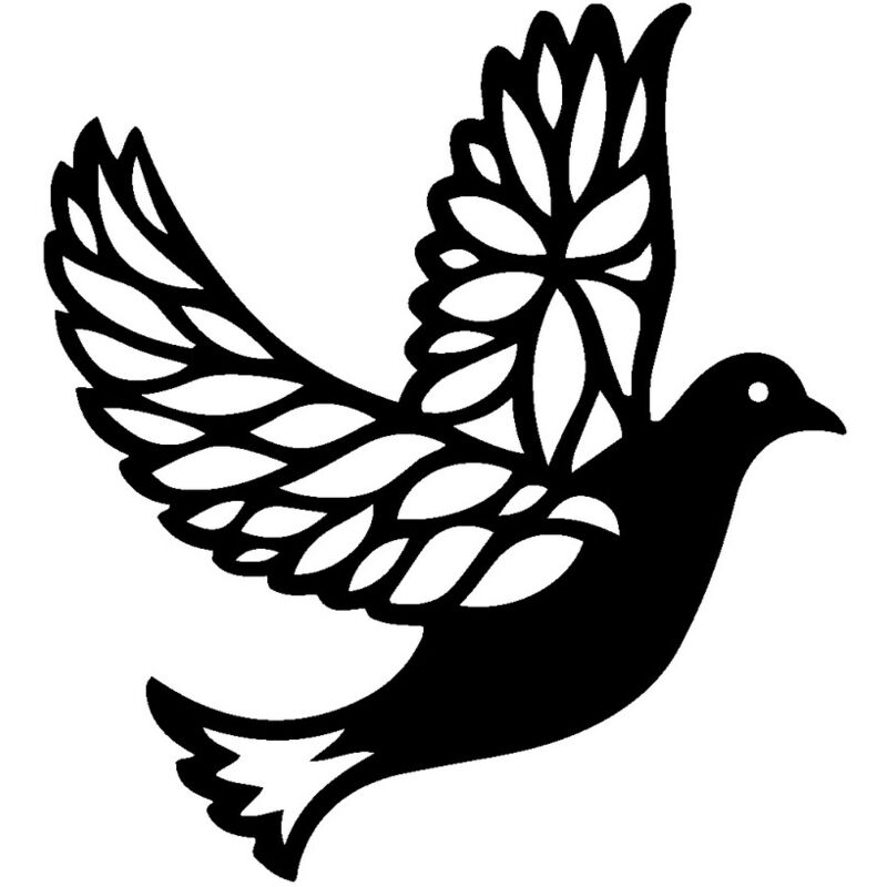 Décoration en Métal Colombe, Métal, Noir, 28x0,15x30 cm