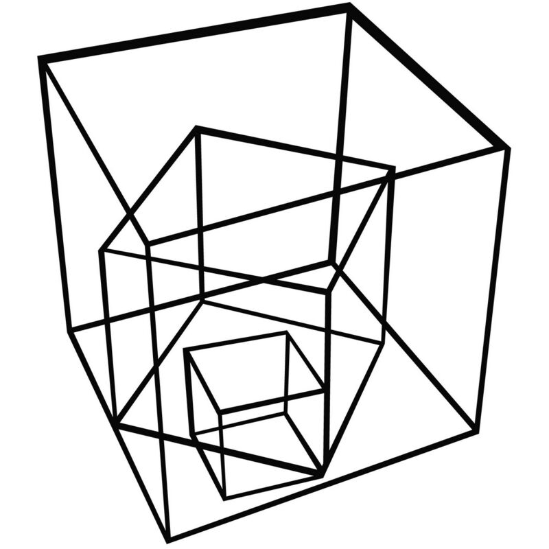 Décoration en Métal Cube 6, Métal, Noir, 50x1,5x57 cm