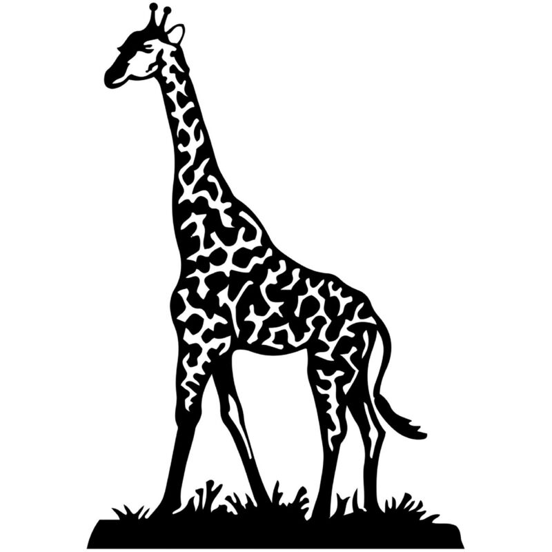 Décoration en Métal Girafe 2, Métal, Noir, 70x1,5x101 cm
