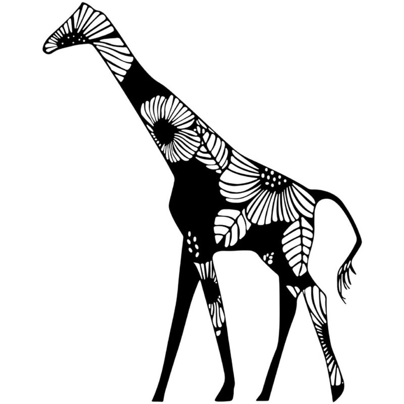 Décoration en Métal Girafe 4, Métal, Noir, 80x1,5x101 cm