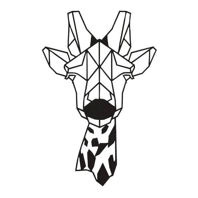 Décoration en Métal Girafe 5, Métal, Noir, 33x1,5x50 cm