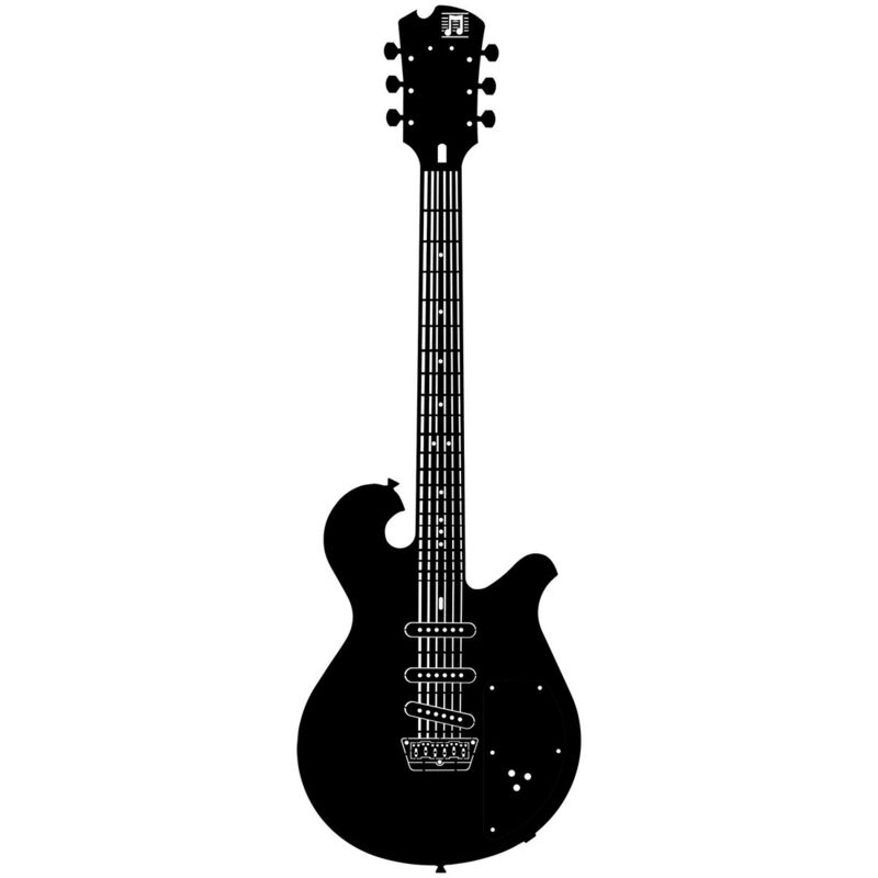 Epikasa - Décoration en Métal Guitare 12, Métal, Noir, 33x1,5x100 cm