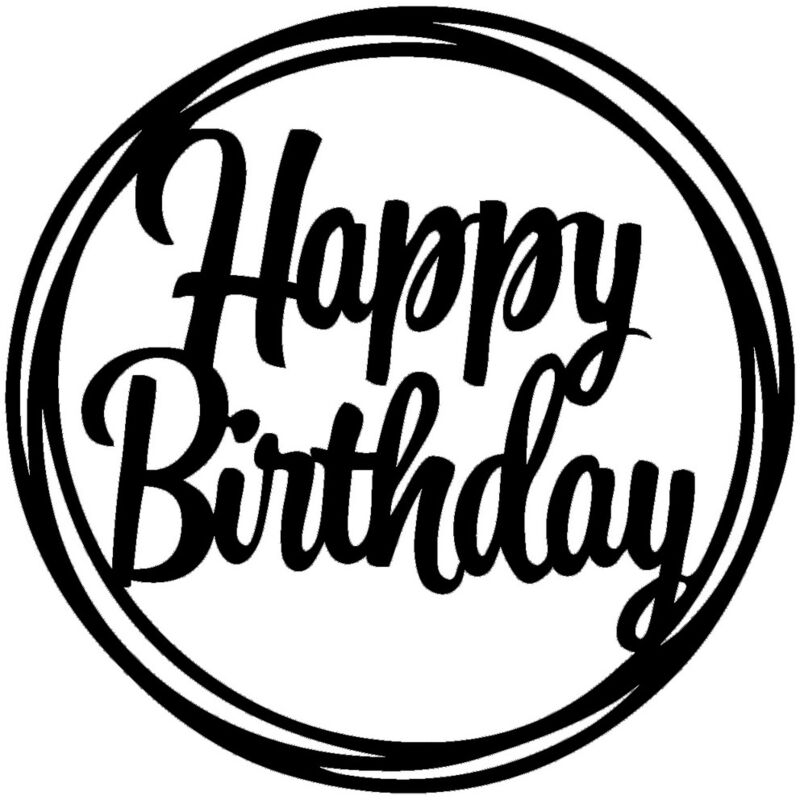 Décoration en Métal Happy Birthday, Métal, Noir, 60x0,15x60 cm